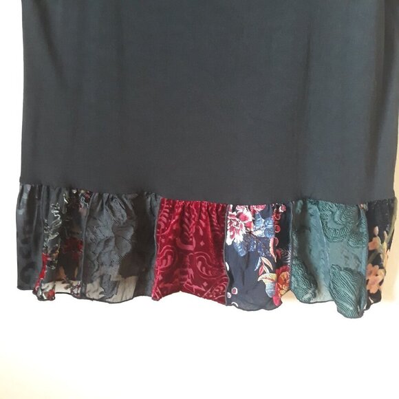 John Mark Sheer Mix Media Velvet Trim Tank Top XL Lagenlook Dark Romantic Fall - Picture 3 of 10